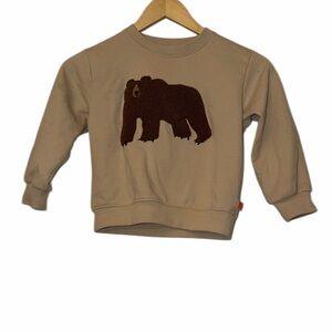 Mon Coeur Kids Beige Crewneck Sweatshirt w French knot Brown Bear Sz 6